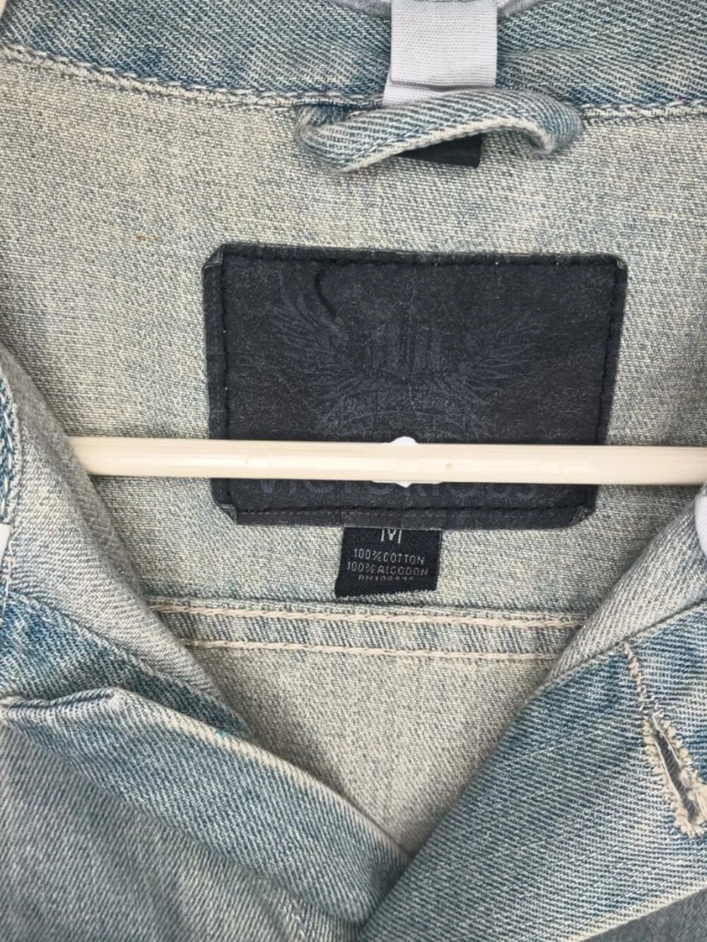 Sleeveless Denim Vest Detachable Hood Stone Wash Blue & Gray Size M Grunge - Picture 8 of 16